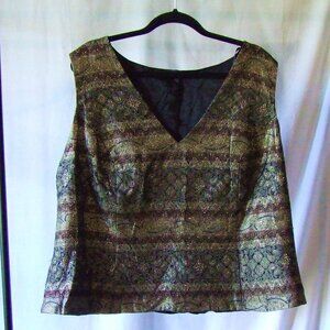 Scott McLintock blouse metallic plus size sleeveless top gold vintage sparkles
